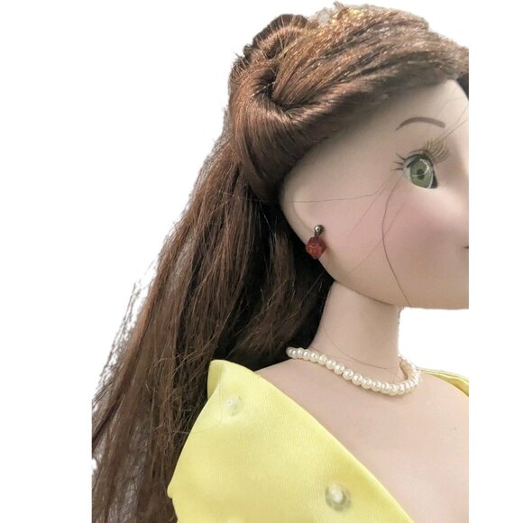 vtg. Disney Princess Belle Beauty and The Best Porcelain Doll 16” w/ stand - Picture 11 of 14